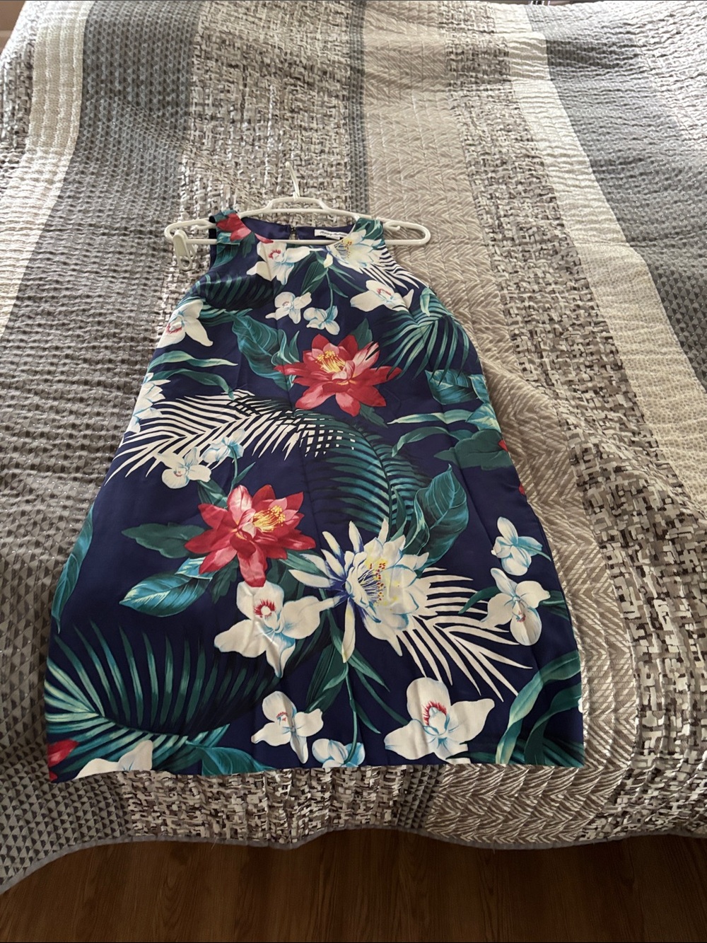 Tommy Bahama Navy Floral Halter Midi Dress with Tropical Blooms